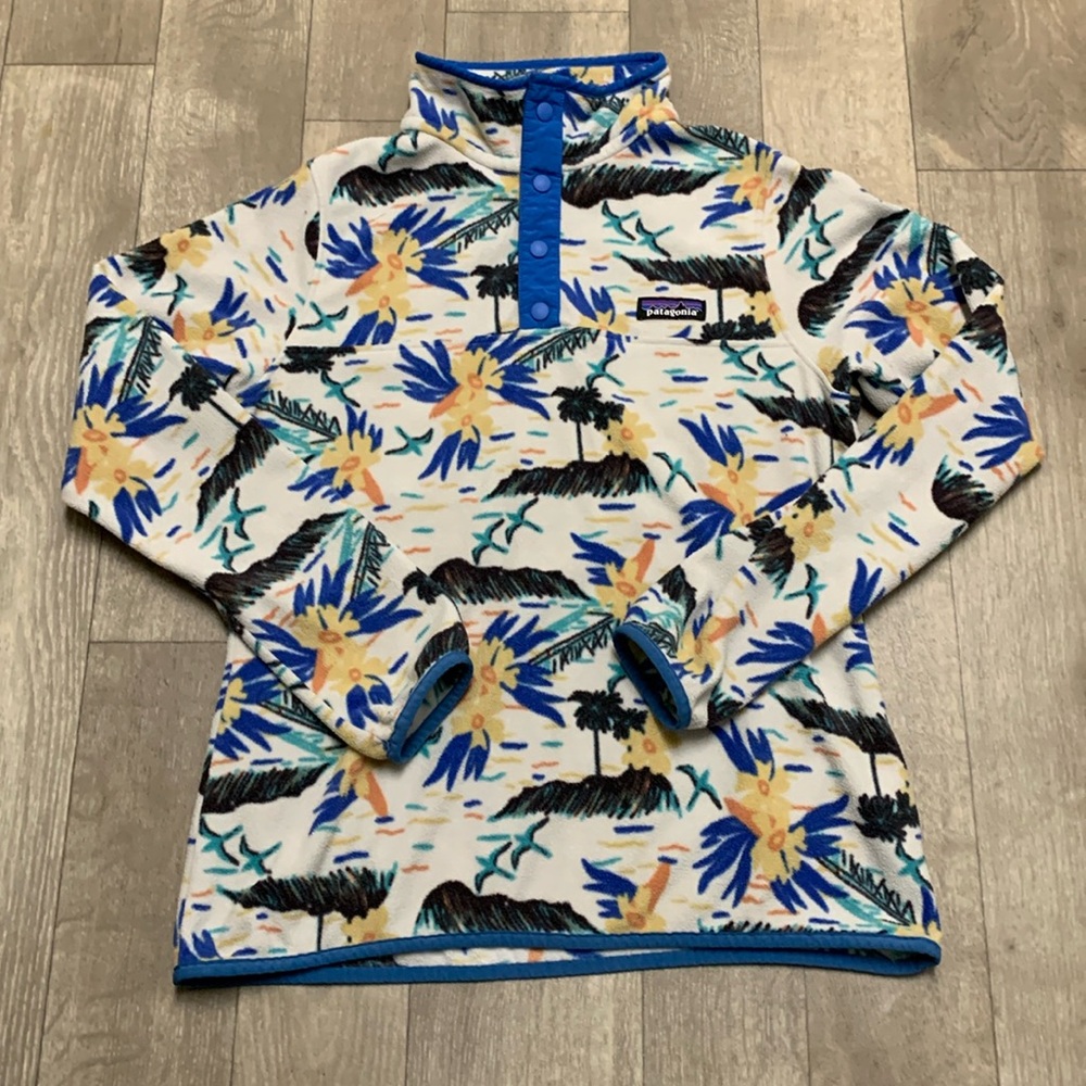 Womens Patagonia Micro‎ D Snap T Aloha Floral Pullover Sleeve Shirt Jacket